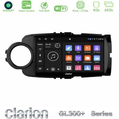 Clarion GL300+ Series 4Core Android11 4+64GB  Toyota Yaris Navigation Multimedia Tablet 9