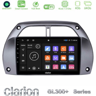 Clarion GL300+ Series 4Core Android11 4+64GB  Toyota RAV4 2001 - 2006 Navigation Multimedia Tablet 9