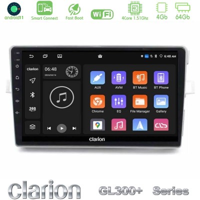 Clarion GL300+ Series 4Core Android11 4+64GB Toyota Verso 2009-2018 Navigation Multimedia Tablet 9