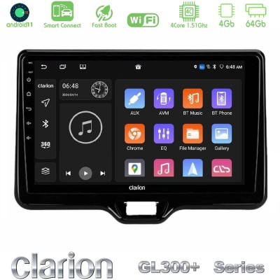 Clarion GL300+ Series 4Core Android11 4+64GB Toyota Yaris Cross RHD 2020-> (Low Version) Navigation Multimedia Tablet 9