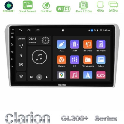Clarion GL300+ Series 4Core Android11 4+64GB  Toyota Avensis T25 02/2003–2008 Navigation Multimedia Tablet 9
