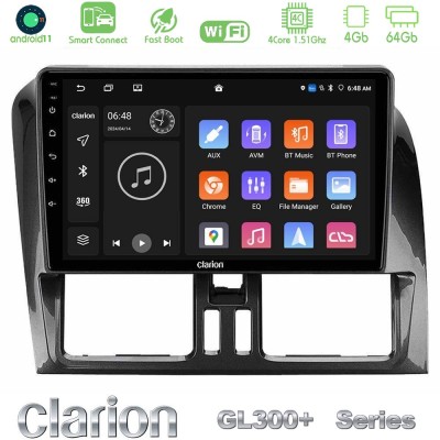 Clarion GL300+ Series 4Core Android11 4+64GB  Volvo XC60 2009-2012 Navigation Multimedia Tablet 9