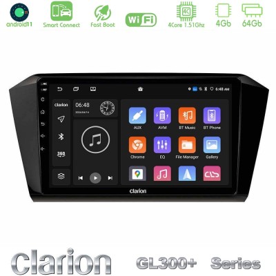 Clarion GL300+ Series 4Core Android11 4+64GB  VW Passat Navigation Multimedia Tablet 10