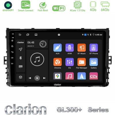 Clarion GL300+ Series 4Core Android11 4+64GB  VW MQB 2017-> Navigation Multimedia Tablet 9