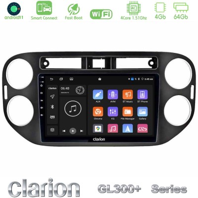 Clarion GL300+ Series 4Core Android11 4+64GB  VW Tiguan Navigation Multimedia Tablet 9