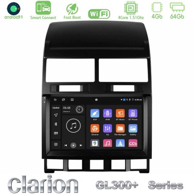 Clarion GL300+ Series 4Core Android11 4+64GB  VW Touareg 2002 – 2010 Navigation Multimedia Tablet 9