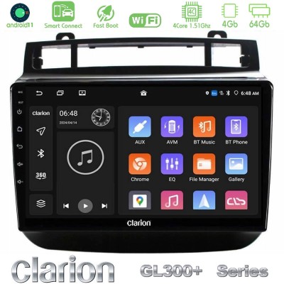 Clarion GL300+ Series 4Core Android11 4+64GB VW Touareg 2011-2018 Navigation Multimedia Tablet 9