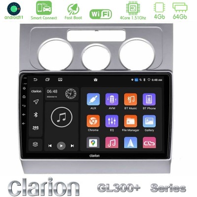 Clarion GL300+ Series 4Core Android11 4+64GB  VW Touran 2003-2011 Navigation Multimedia Tablet 10