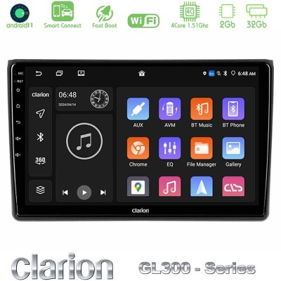 Clarion GL300 Series 4Core Android11 2+32GB Audi A4 B7 Navigation Multimedia Tablet 9