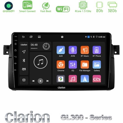 Clarion GL300 Series 4Core Android11 2+32GB BMW E46 Navigation Multimedia Tablet 9