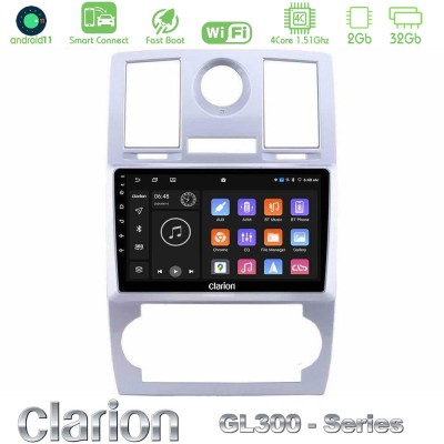 Clarion GL300 Series 4Core Android11 2+32GB Chrysler 300C Navigation Multimedia Tablet 9