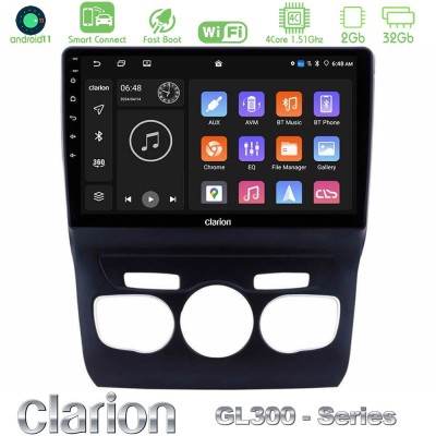 Clarion GL300 Series 4Core Android11 2+32GB Citroen C4L Navigation Multimedia Tablet 10
