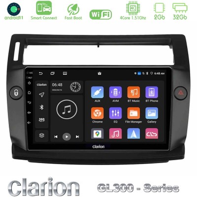 Clarion GL300 Series 4Core Android11 2+32GB Citroen C4 2004-2010 Navigation Multimedia Tablet 9