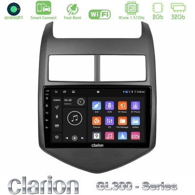 Clarion GL300 Series 4Core Android11 2+32GB Chevrolet Aveo 2011-2017 Navigation Multimedia Tablet 9