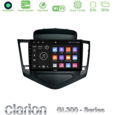 Clarion GL300 Series 4Core Android11 2+32GB Chevrolet Cruze 2009-2012 Navigation Multimedia Tablet 9