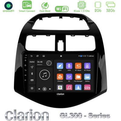 Clarion GL300 Series 4Core Android11 2+32GB Chevrolet Spark 2009-2015 Navigation Multimedia Tablet 9