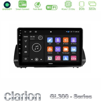 Clarion GL300 Series 4Core Android11 2+32GB Dacia Sandero/Logan/Jogger 2022-> Navigation Multimedia Tablet 9