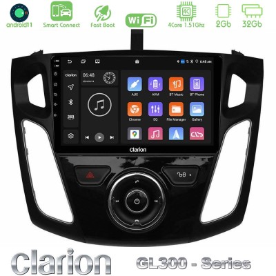 Clarion GL300 Series 4Core Android11 2+32GB Ford Focus 2012-2018 Navigation Multimedia Tablet 9