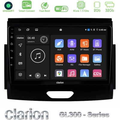 Clarion GL300 Series 4Core Android11 2+32GB Ford Ranger 2017-2022 Navigation Multimedia Tablet 9