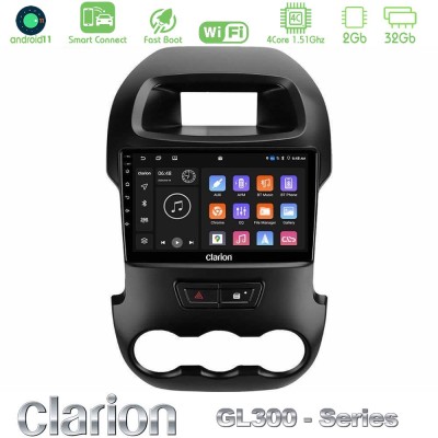 Clarion GL300 Series 4Core Android11 2+32GB Ford Ranger 2012-2016 Navigation Multimedia Tablet 9