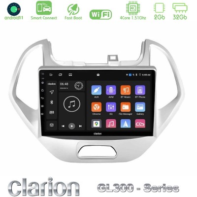 Clarion GL300 Series 4Core Android11 2+32GB Ford KA 2016-2020 Navigation Multimedia Tablet 9