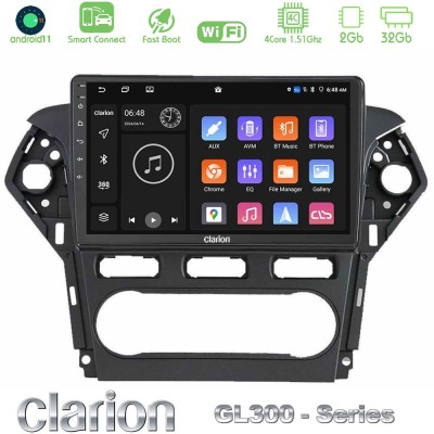 Clarion GL300 Series 4Core Android11 2+32GB Ford Mondeo 2011-2014 Navigation Multimedia Tablet 10