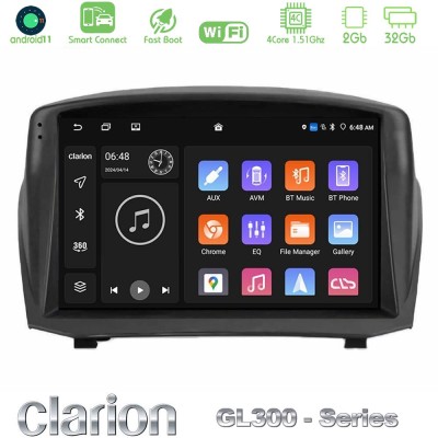 Clarion GL300 Series 4Core Android11 2+32GB Ford Fiesta 2008-2016 Navigation Multimedia Tablet 9