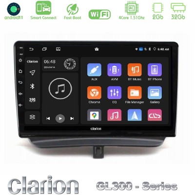 Clarion GL300 Series 4Core Android11 2+32GB Ford Courier 2015-2023 Navigation Multimedia Tablet 9