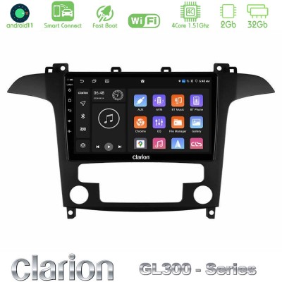 Clarion GL300 Series 4Core Android11 2+32GB Ford S-Max 2006-2012 Navigation Multimedia Tablet 9