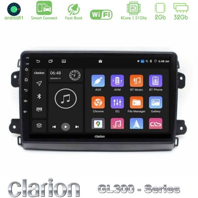 Clarion GL300 Series 4Core Android11 2+32GB Citroen/Fiat/Opel Navigation Multimedia Tablet 9