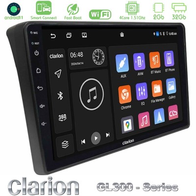 Clarion GL300 Series 4Core Android11 2+32GB Fiat Ducato/Citroen Jumper/Peugeot Boxer Navigation Multimedia Tablet 9
