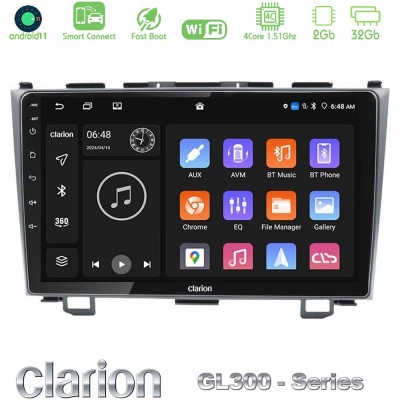 Clarion GL300 Series 4Core Android11 2+32GB Honda CRV Navigation Multimedia Tablet 9