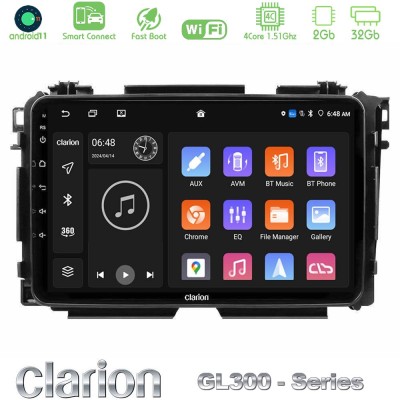 Clarion GL300 Series 4Core Android11 2+32GB Honda HR-V Navigation Multimedia Tablet 9