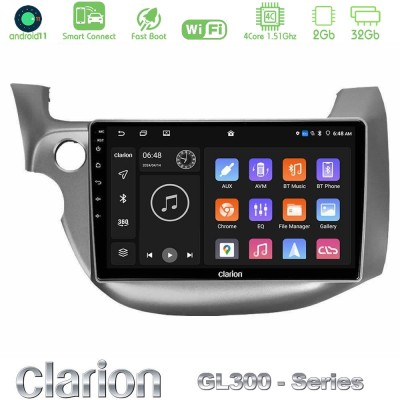 Clarion GL300 Series 4Core Android11 2+32GB Honda Jazz 2009-2013 Navigation Multimedia Tablet 10