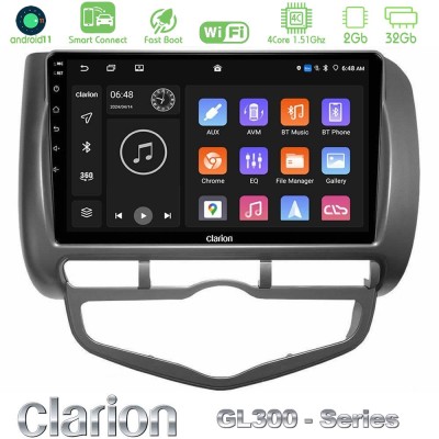 Clarion GL300 Series 4Core Android11 2+32GB Honda Jazz 2002-2008 (Auto A/C) Navigation Multimedia Tablet 9
