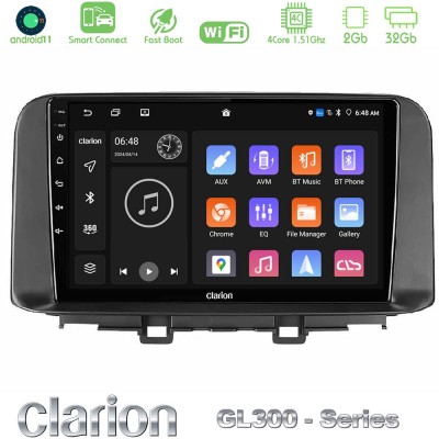 Clarion GL300 Series 4Core Android11 2+32GB Hyundai Kona 2018-2023 Navigation Multimedia Tablet 10