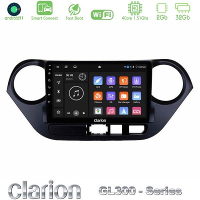 Clarion GL300 Series 4Core Android11 2+32GB Hyundai i10 2014-2020 Navigation Multimedia Tablet 9