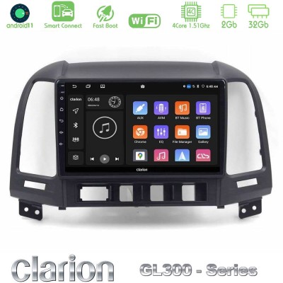 Clarion GL300 Series 4Core Android11 2+32GB Hyundai Santa Fe 2006-2013 Navigation Multimedia Tablet 9