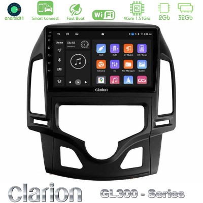 Clarion GL300 Series 4Core Android11 2+32GB Hyundai i30 2007-2012 Auto A/C Navigation Multimedia Tablet 9