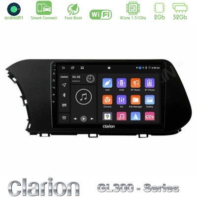 Clarion GL300 Series 4Core Android11 2+32GB Hyundai i20 2021-2023 Navigation Multimedia Tablet 10