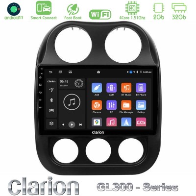 Clarion GL300 Series 4Core Android11 2+32GB Jeep Compass 2012-2016 Navigation Multimedia Tablet 10