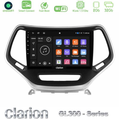 Clarion GL300 Series 4Core Android11 2+32GB Jeep Cherokee 2014-2019 Navigation Multimedia Tablet 9