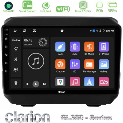 Clarion GL300 Series 4Core Android11 2+32GB Jeep Wrangler 2018-> Navigation Multimedia Tablet 9