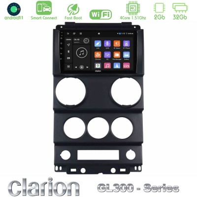 Clarion GL300 Series 4Core Android11 2+32GB Jeep Wrangler 2008-2010 Navigation Multimedia Tablet 9