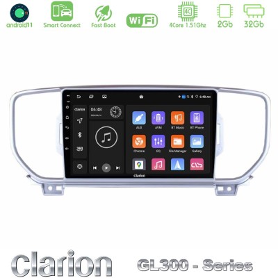 Clarion GL300 Series 4Core Android11 2+32GB Kia Sportage 2016-2018 Navigation Multimedia Tablet 9