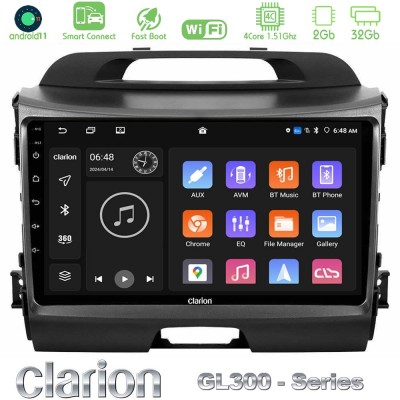 Clarion GL300 Series 4Core Android11 2+32GB Kia Sportage Navigation Multimedia Tablet 9