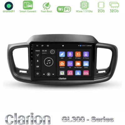 Clarion GL300 Series 4Core Android11 2+32GB Kia Sorento 2018-2021 Navigation Multimedia Tablet 9