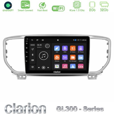 Clarion GL300 Series 4Core Android11 2+32GB Kia Sportage 2018-2021 Navigation Multimedia Tablet 9