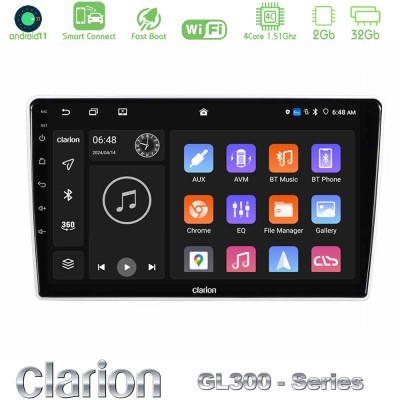 Clarion GL300 Series Kia Sportage 2005-2008 4Core Android11 2+32GB Navigation Multimedia Tablet 9