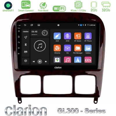 Clarion GL300 Series 4Core Android11 2+32GB Mercedes S Class 1999-2004 (W220) Navigation Multimedia Tablet 9